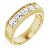 14K Yellow 1 3/8 CTW Natural Diamond Milgrain Band
