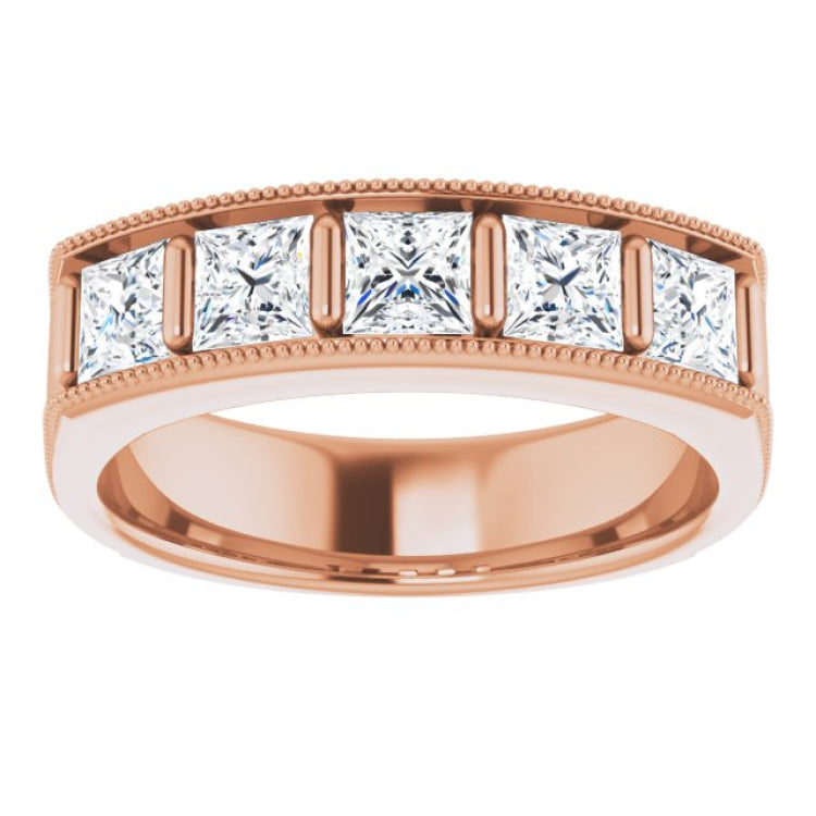 14K Rose 1 9/10 CTW Natural Diamond Milgrain Band 14K Rose 1 9/10 CTW Natural Diamond Milgrain Band