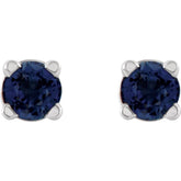 14K White 2.5 mm Lab-Grown Blue Sapphire Earrings