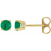 14K Yellow 2.5 mm Lab-Grown Emerald Earrings