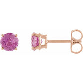 14K Rose 5 mm Natural Pink Tourmaline Earrings