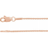 14K Rose 1 mm Wheat 20" Chain