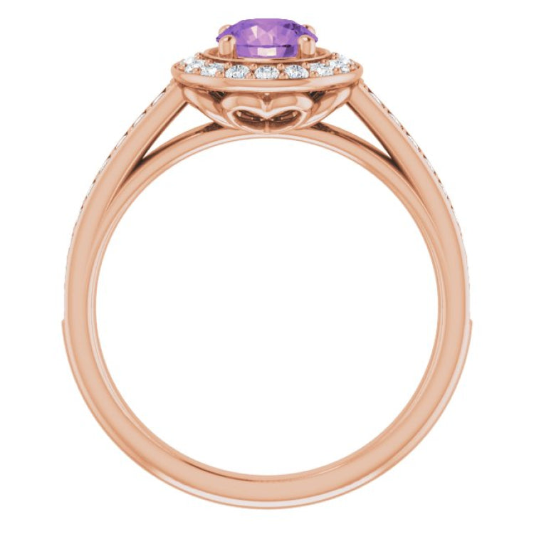 14K Rose Natural Amethyst & 1/3 CTW Natural Diamond Ring 14K Rose Natural Amethyst & 1/3 CTW Natural Diamond Ring
