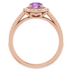14K Rose Natural Amethyst & 1/3 CTW Natural Diamond Ring 14K Rose Natural Amethyst & 1/3 CTW Natural Diamond Ring