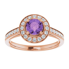 14K Rose Natural Amethyst & 1/3 CTW Natural Diamond Ring 14K Rose Natural Amethyst & 1/3 CTW Natural Diamond Ring