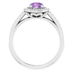 14K White Natural Amethyst & 1/3 CTW Natural Diamond Ring 14K White Natural Amethyst & 1/3 CTW Natural Diamond Ring
