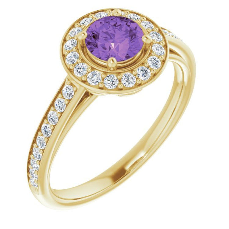 14K Yellow Natural Amethyst & 1/3 CTW Natural Diamond Ring 14K Yellow Natural Amethyst & 1/3 CTW Natural Diamond Ring