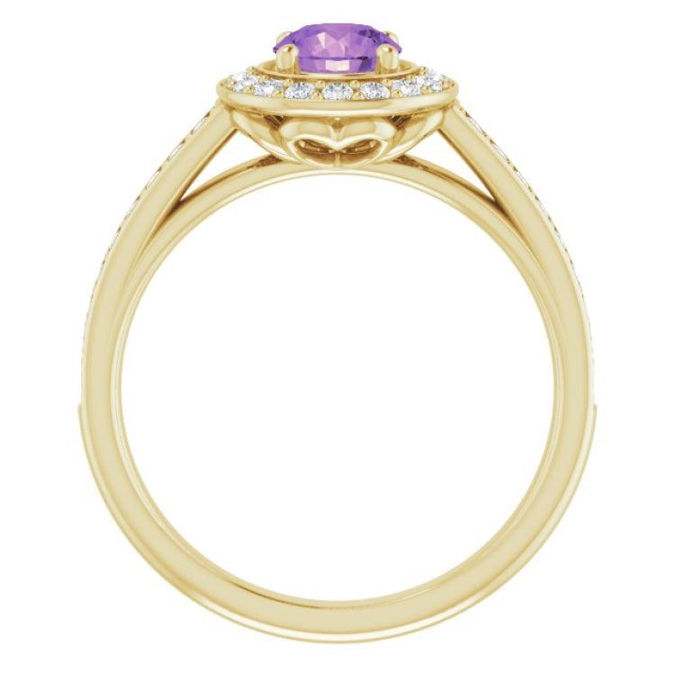 14K Yellow Natural Amethyst & 1/3 CTW Natural Diamond Ring 14K Yellow Natural Amethyst & 1/3 CTW Natural Diamond Ring