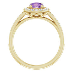 14K Yellow Natural Amethyst & 1/3 CTW Natural Diamond Ring 14K Yellow Natural Amethyst & 1/3 CTW Natural Diamond Ring