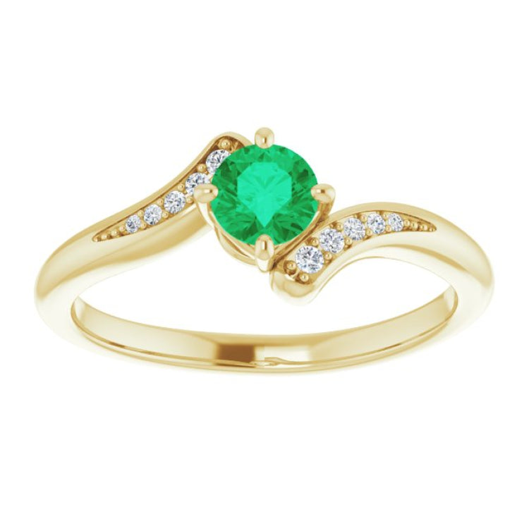 14K Yellow Natural Emerald & .04 CTW Natural Diamond Ring 14K Yellow Natural Emerald & .04 CTW Natural Diamond Ring