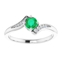 Platinum Natural Emerald & .04 CTW Natural Diamond Ring Platinum Natural Emerald & .04 CTW Natural Diamond Ring