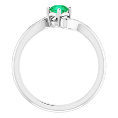 Sterling Silver Natural Emerald & .04 CTW Natural Diamond Ring Sterling Silver Natural Emerald & .04 CTW Natural Diamond Ring