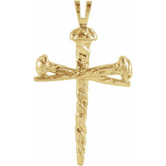 10K Yellow Nail Design Cross Pendant 10K Yellow Nail Design Cross Pendant