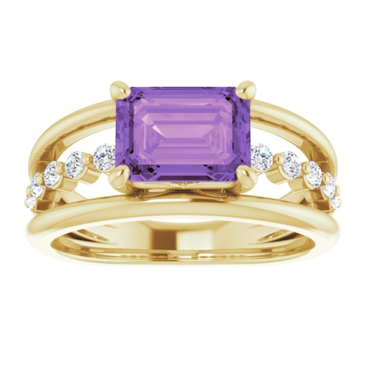 14K Yellow Natural Amethyst & 1/5 CTW Natural Diamond Ring 14K Yellow Natural Amethyst & 1/5 CTW Natural Diamond Ring