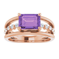 14K Rose Natural Amethyst & 1/5 CTW Natural Diamond Ring 14K Rose Natural Amethyst & 1/5 CTW Natural Diamond Ring