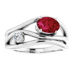 14K White Lab-Grown Ruby & 1/10 CTW Natural Diamond Ring 14K White Lab-Grown Ruby & 1/10 CTW Natural Diamond Ring