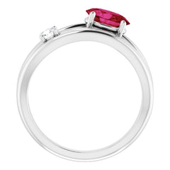 Platinum Lab-Grown Ruby & 1/10 CTW Natural Diamond Ring Platinum Lab-Grown Ruby & 1/10 CTW Natural Diamond Ring