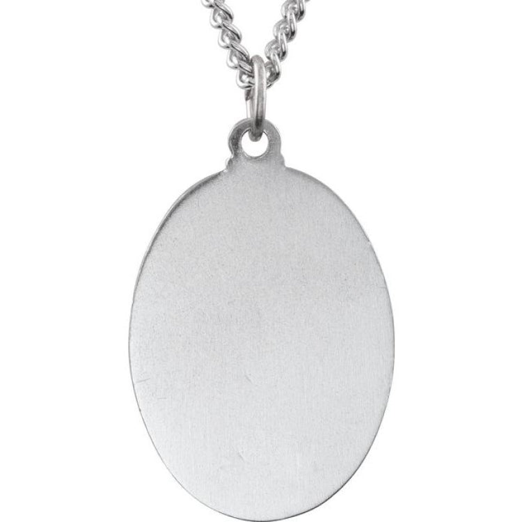 Sterling Silver 26x20 mm Blue Enamel St. Christopher Medal 24" Necklace Sterling Silver 26x20 mm Blue Enamel St. Christopher Medal 24" Necklace