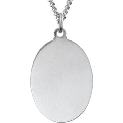 Sterling Silver 26x20 mm Blue Enamel St. Christopher Medal 24" Necklace Sterling Silver 26x20 mm Blue Enamel St. Christopher Medal 24" Necklace