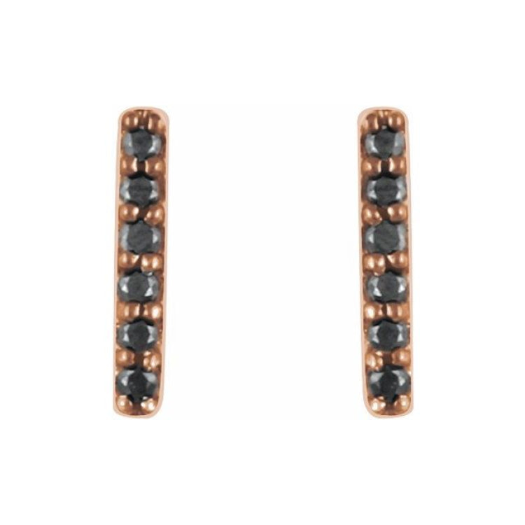 14K Rose 1/10 CTW Natural Black Diamond Bar Earrings 14K Rose 1/10 CTW Natural Black Diamond Bar Earrings