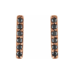 14K Rose 1/10 CTW Natural Black Diamond Bar Earrings 14K Rose 1/10 CTW Natural Black Diamond Bar Earrings