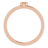 14K Rose 3 mm Natural Citrine Ring