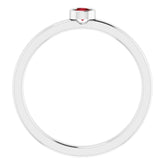 Platinum 3 mm Natural Mozambique Garnet Ring