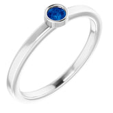 Rhodium-Plated Sterling Silver 3 mm Natural Blue Sapphire Ring
