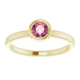 14K Yellow 4.5 mm Natural Pink Tourmaline Ring