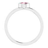 Rhodium-Plated Sterling Silver 4.5 mm Natural Pink Tourmaline Ring