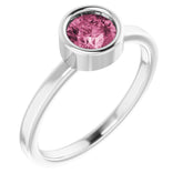 Platinum 5.5 mm Natural Pink Tourmaline Ring