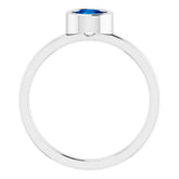 Rhodium-Plated Sterling Silver 5.5 mm Lab-Grown Blue Sapphire Ring
