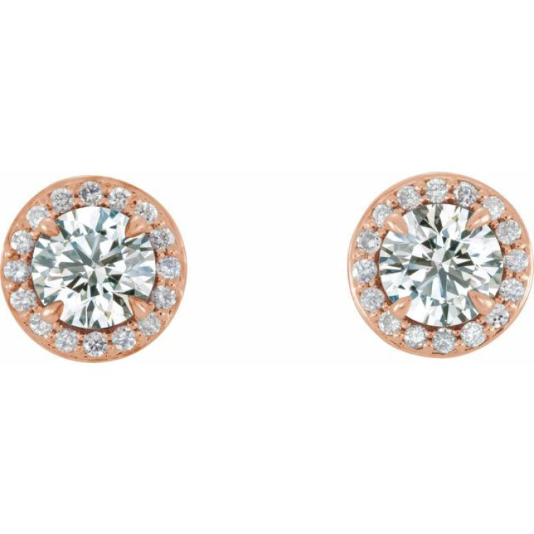 14K Rose 1 CTW Natural Diamond Halo-Style Earrings 14K Rose 1 CTW Natural Diamond Halo-Style Earrings