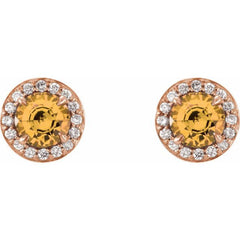 14K Rose 5 mm Natural Citrine & 1/8 CTW Natural Diamond Earrings 14K Rose 5 mm Natural Citrine & 1/8 CTW Natural Diamond Earrings