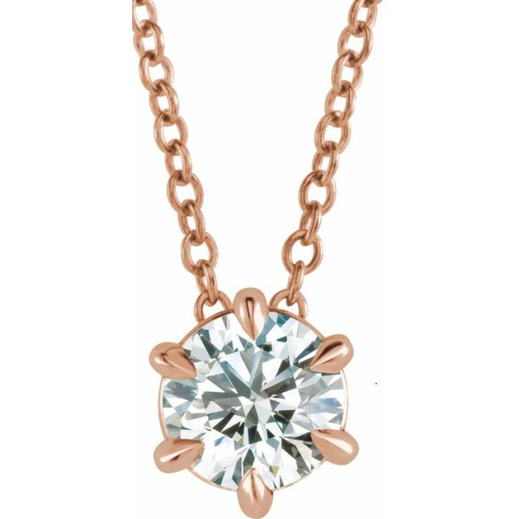 14K Rose 1/2 CT Lab-Grown Diamond Solitaire 16-18" Necklace 14K Rose 1/2 CT Lab-Grown Diamond Solitaire 16-18" Necklace