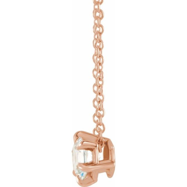 14K Rose 1 CT Lab-Grown Diamond Solitaire 16-18" Necklace 14K Rose 1 CT Lab-Grown Diamond Solitaire 16-18" Necklace
