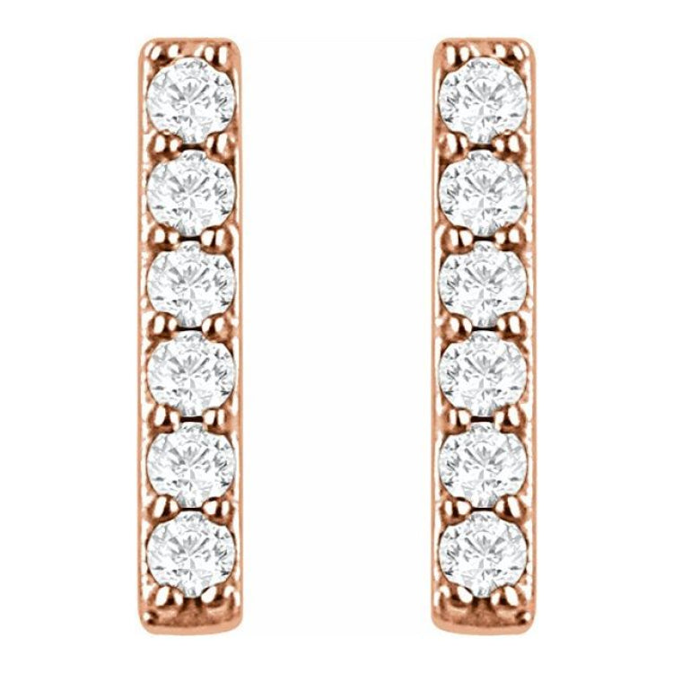 14K Rose 1/10 CTW Lab-Grown Diamond Bar Earrings 14K Rose 1/10 CTW Lab-Grown Diamond Bar Earrings