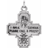 14K White 18x18 mm Four-Way Cross Medal