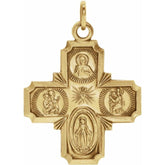 14K Yellow 18x18 mm Four-Way Cross Medal