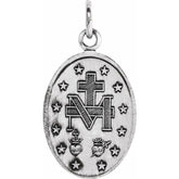 14K White 19x14 mm Oval Miraculous Medal