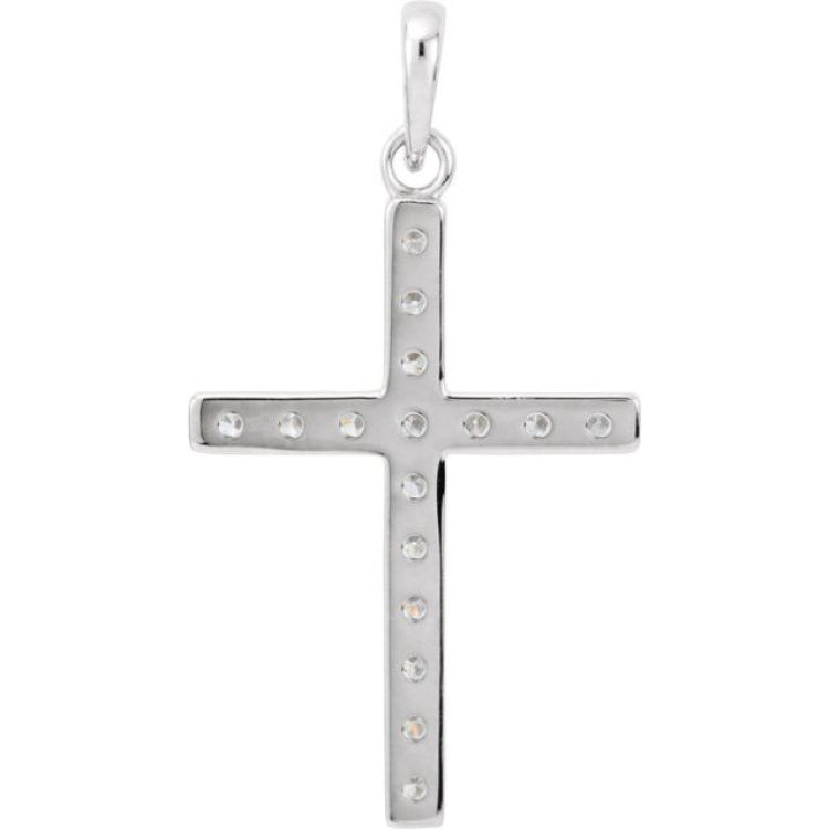 14K White 1/4 CTW Natural Diamond Cross Pendant 14K White 1/4 CTW Natural Diamond Cross Pendant