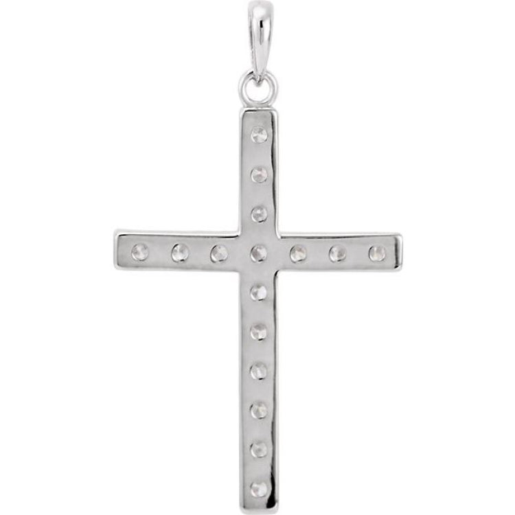 14K White 1 CTW Natural Diamond Cross Pendant 14K White 1 CTW Natural Diamond Cross Pendant