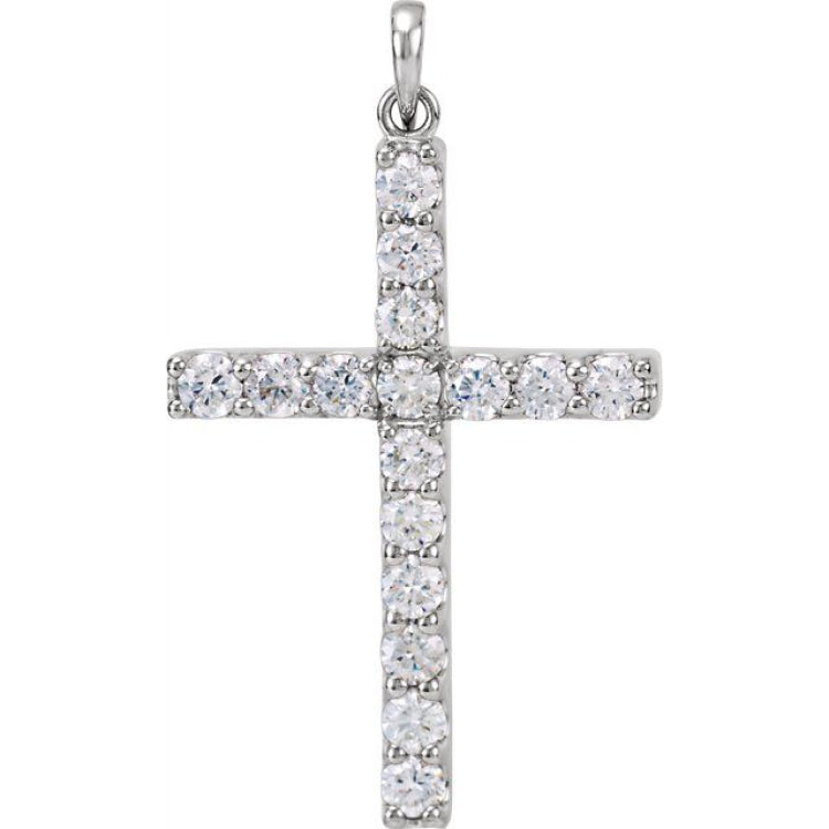 14K White 1 1/4 CTW Natural Diamond Cross Pendant 14K White 1 1/4 CTW Natural Diamond Cross Pendant
