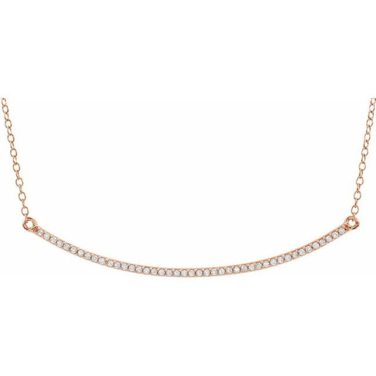 14K Rose 1/6 CTW Natural Diamond Bar 16-18" Necklace 14K Rose 1/6 CTW Natural Diamond Bar 16-18" Necklace