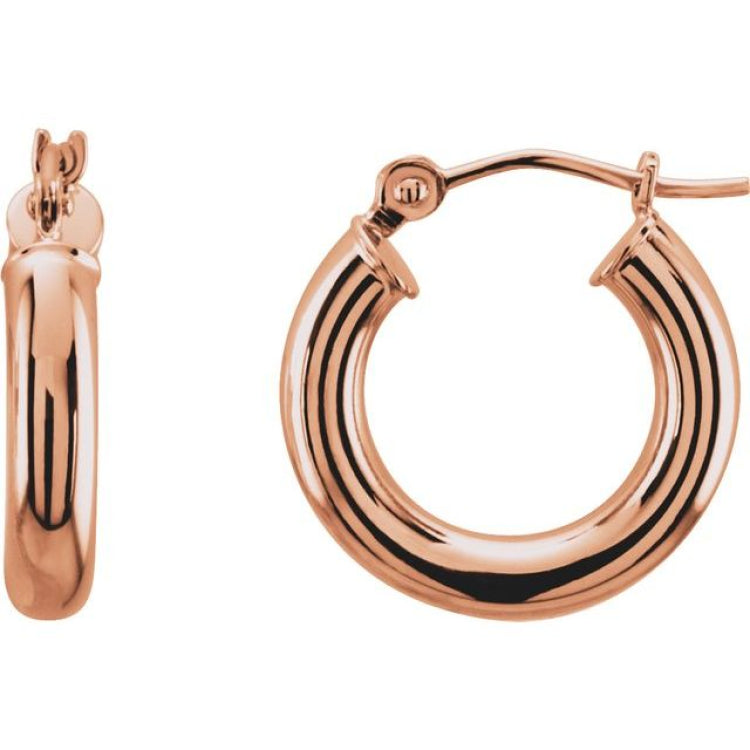 14K Rose 15 mm Tube Hoop Earrings 14K Rose 15 mm Tube Hoop Earrings