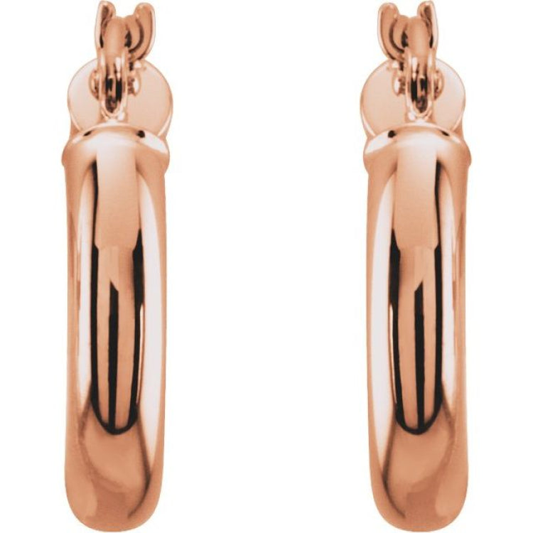14K Rose 15 mm Tube Hoop Earrings 14K Rose 15 mm Tube Hoop Earrings