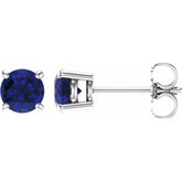 14K White 5 mm Natural Blue Sapphire Earrings