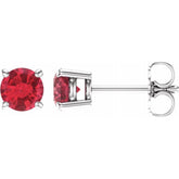 14K White 5 mm Natural Ruby Earrings