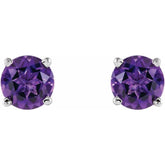 14K White 5 mm Natural Amethyst Earrings