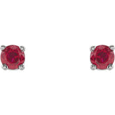 14K White 2.5 mm Natural Ruby Earrings